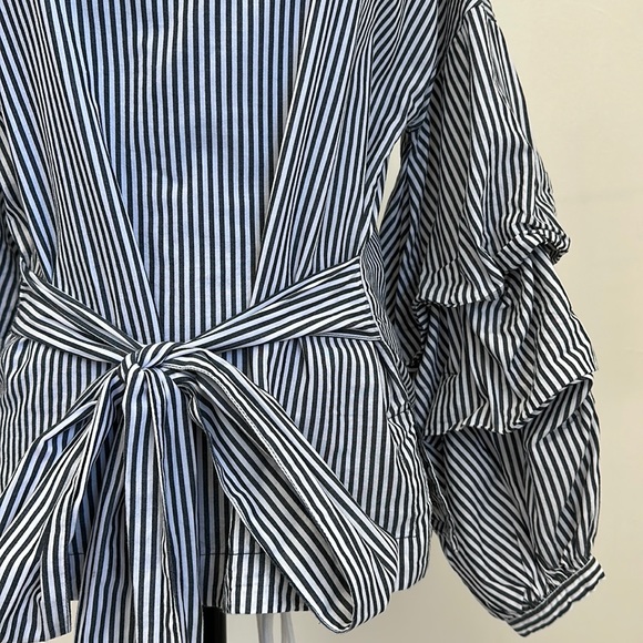 MAX Jeans Black & White Striped Blouse - Picture 5 of 14